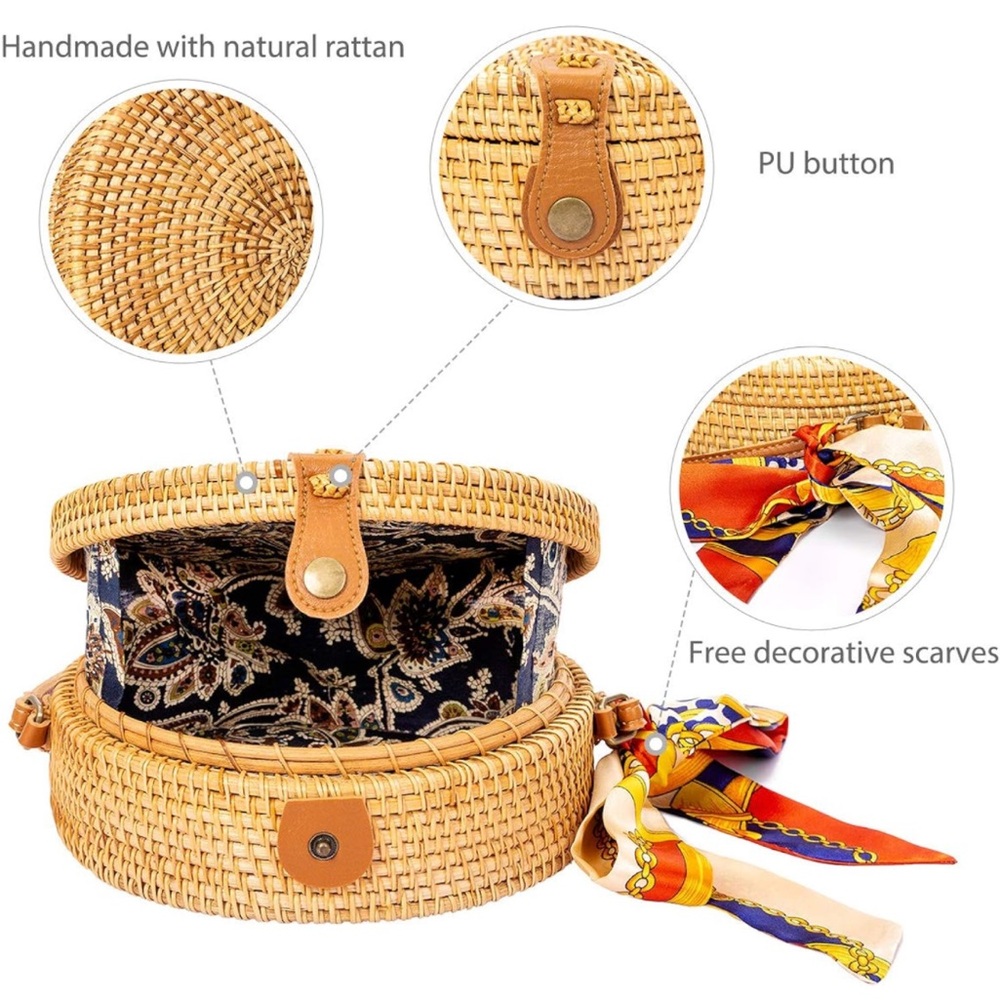 NWOT Handmade Rattan Bag - Picture 2 of 4